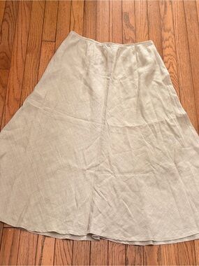 Eileen Fisher Neutral Cream A-Line linen blend Skirt Medium petite